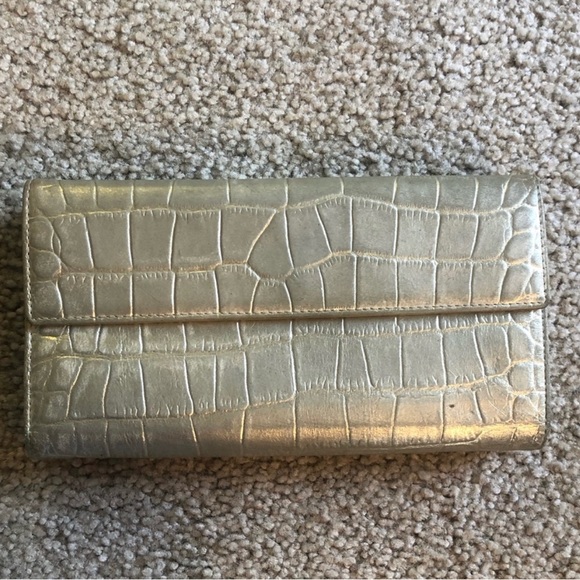 Gold Crocodile Leather LoveCat Designer Wallet - Picture 3 of 6